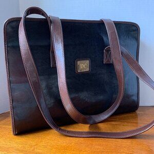 Unisex Vintage DC Black Leather Work Tote